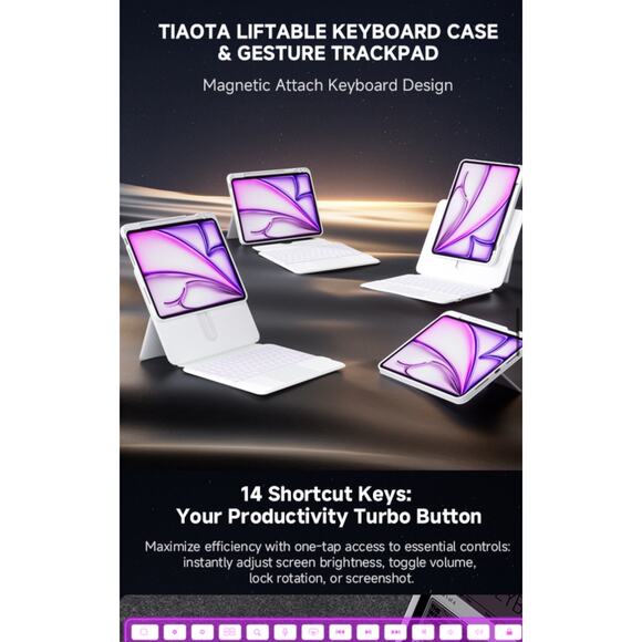 Tiaota Ipad Magnetic Keyboard Case For iPad 11 Inch WHITE BRAND NEW - Picture 5 of 7